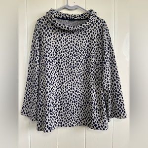 9- ANN TAYLOR Navy-Beige Animal Print Cowl Neck Sweater Top